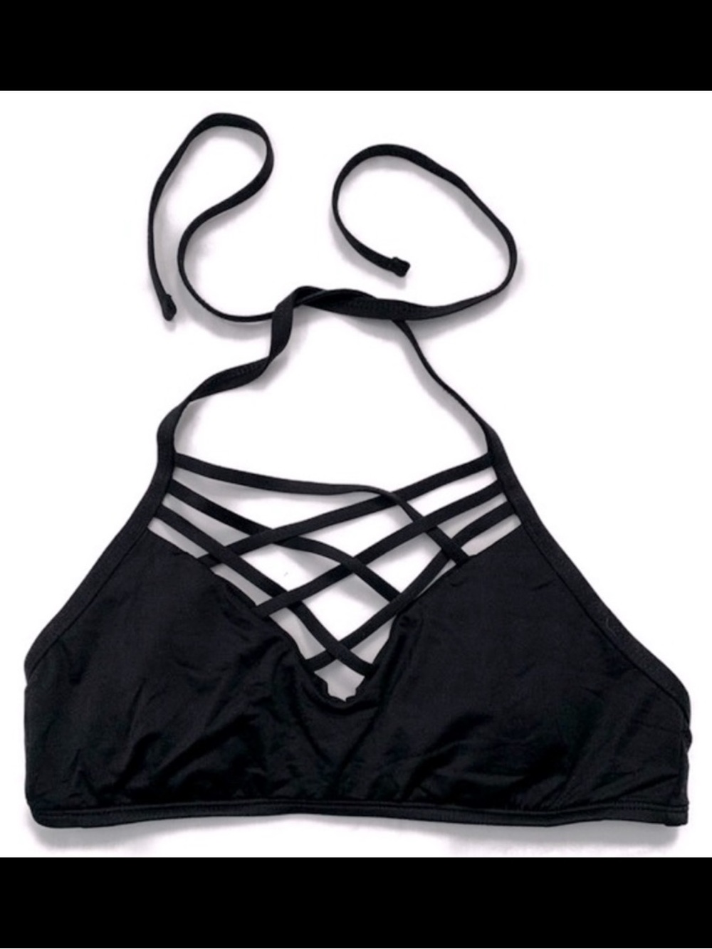 Mossimo Black Strappy Halter Swim Top